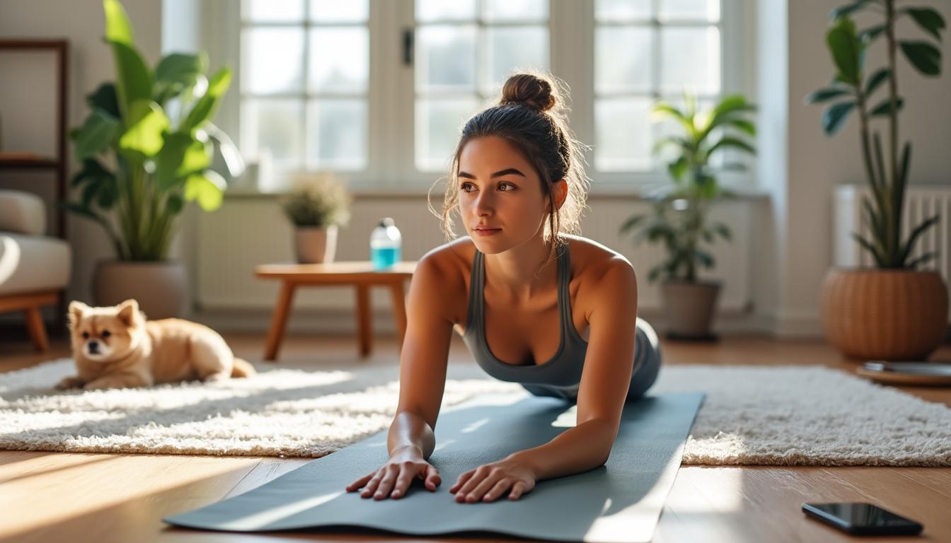 blijf op gewicht zonder sportschool met deze vijf eenvoudige oefeningen die je dagelijks thuis kunt doen. ontdek hoe je fit en gezond blijft zonder apparaten.
